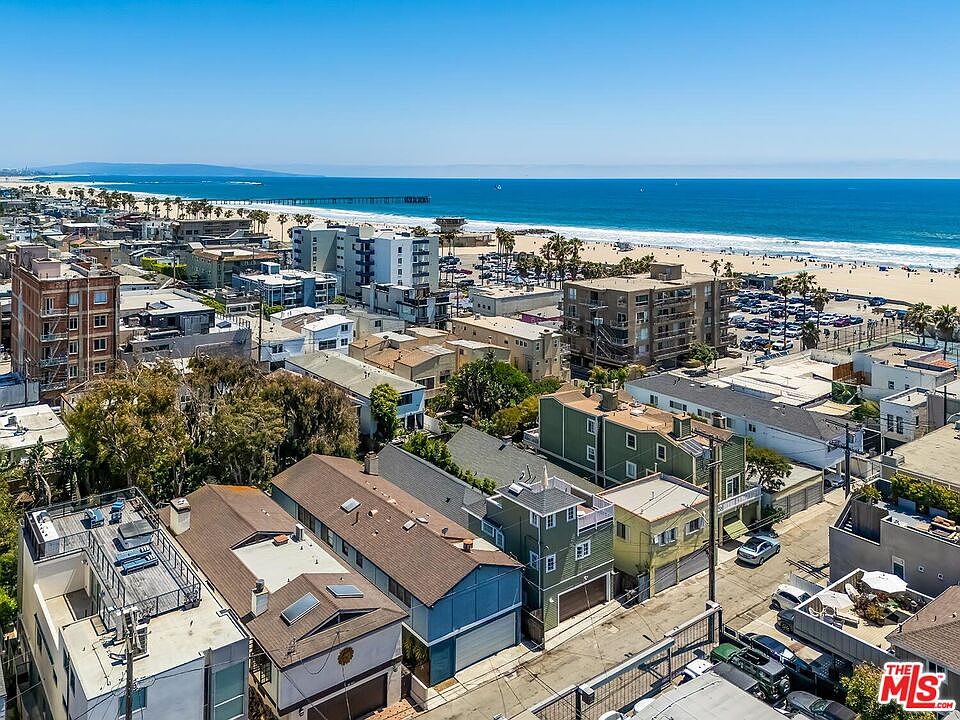 Aerial view showing the property's proximity to Venice Beach and the Pacific Ocean